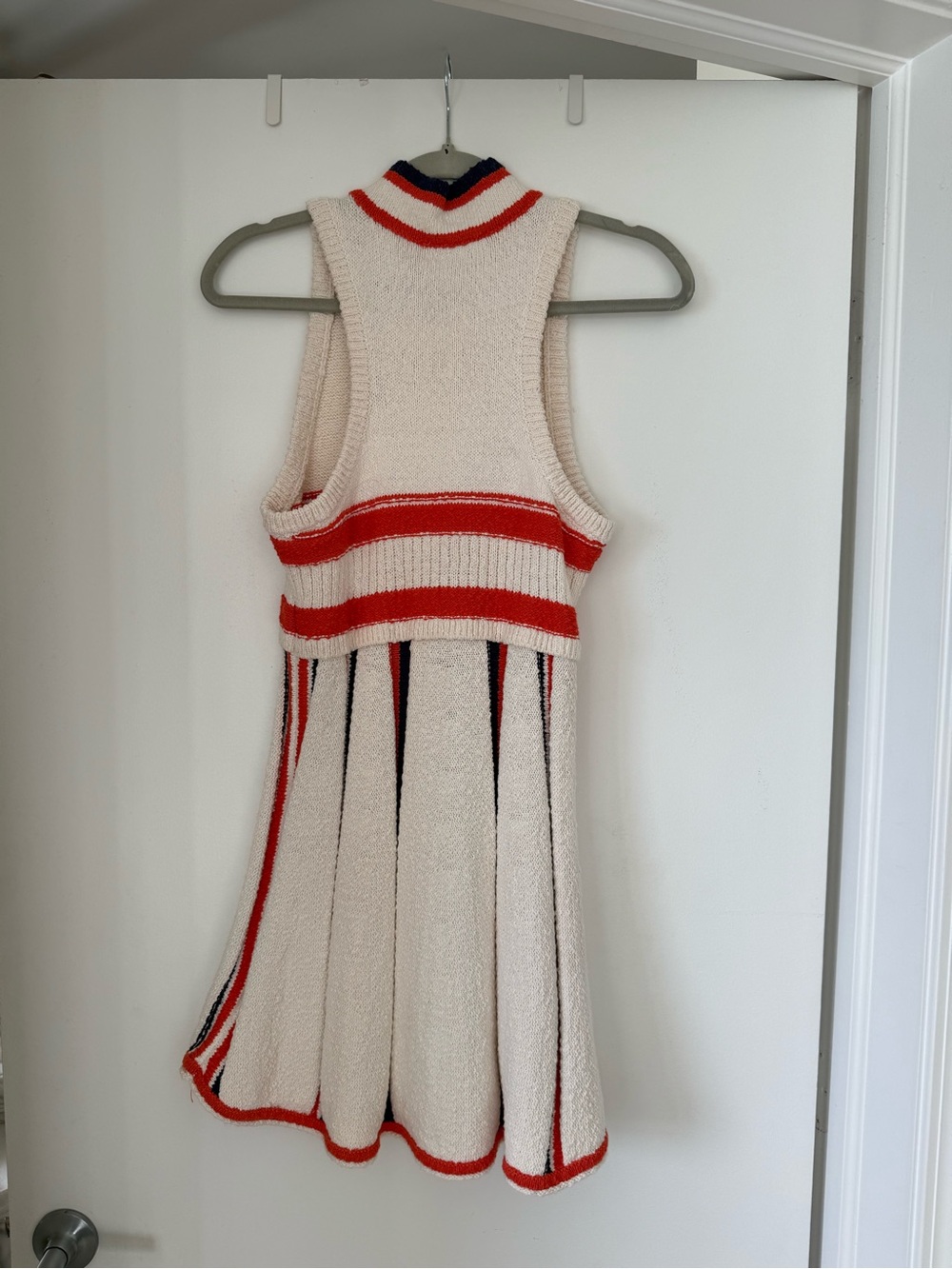 Anthropologie White and Orange Striped Sleeveless Tennis Dress - Picture 5 of 6